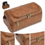 Leather Toiletry Bag for Men Women Dopp Kit Mens Hanging Toiletry Bag