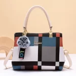 Checkered pattern handbag, fashionable decorative crossbody bag, women's work handle wallet