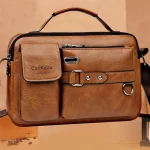 Men's Retro Messenger Bag with Waterproof Design, Large Capacity Laptop Briefcase for Office Work, Travel and School